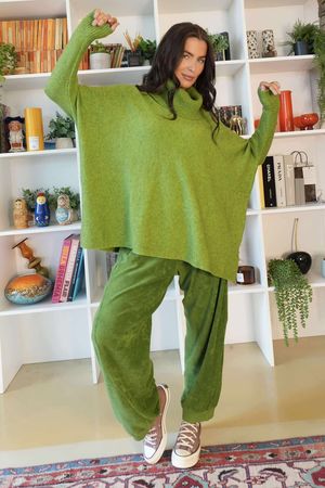 Beyond Terry Oversized Cowl Knit Olive Marl